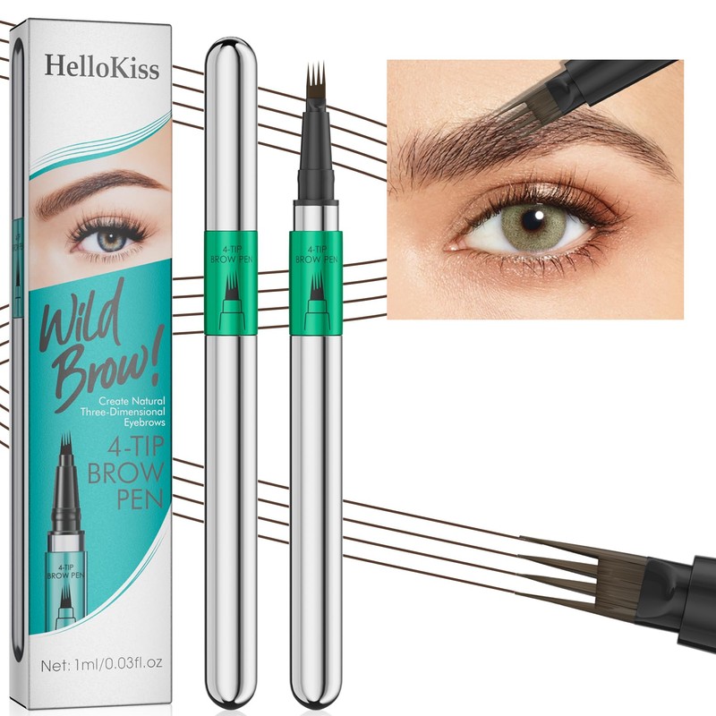 Eyebrow Pencil, Microblading Eyebrow Pen with 4 Fork Tip, Waterproof