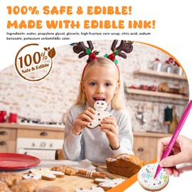 Jewem Edible Markers for Cookie Decorating,14 Pcs Ultra Fine Tip(0.5mm) Food Coloring Pens, Upgrade Double Side Food Grade Pens for Decorating Fondant Cakes, Easter Eggs, Frosting, Macaron,Halloween and Christmas Gifts
