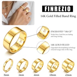 Finrezio 14K Gold Filled Ring Gold Band Thick Thin Pinky Thumb Ring Gold Stacking Stackable Wedding Band Ring for Women Men Non Tarnish Comfort Fit Size 6 to 15