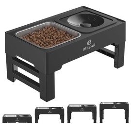 Edelstahl-Hundenäpfe für ELS PET Erhöhte Hundenäpfe, Leicht zu Reinigen, Futter-Wasser-Hundenäpfe für Hunde, Lebensmittelqualität, BPA-frei (Platinumfarbe)