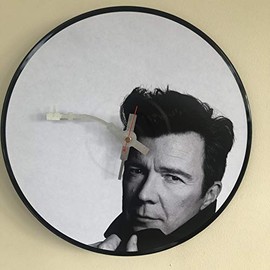 Iconic Rick Astley vinyl record wall clock