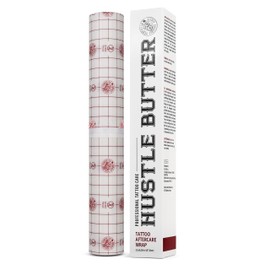 Hustle Butter Deluxe Hustle Butter Second Skin Tattoo Wrap - 9.8 Inches x 2.2 Yards - Transparent Adhesive Roll - Easy Removal, Mess-Free Body Art Wrap - Breathable & Latex-Free - for Medium Tattoo Aftercare