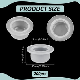 BENECREAT Pack of 200 Bottle Caps Made of PE Plastic with Inner Plugs Transparent Plastic Bottle Caps with 9 mm Inner Diameter for Bottles with Essential Oils