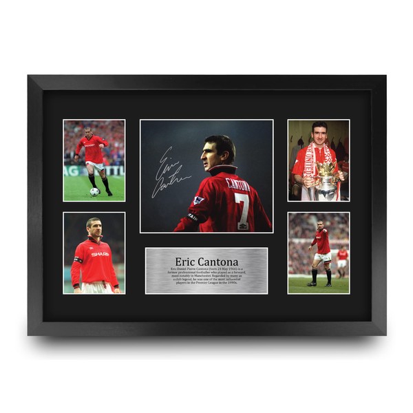 HWC Trading A3 FR Eric Cantona Gift Signed Large Framed A3 Printed Autograph Gifts Print Photo Picture Display