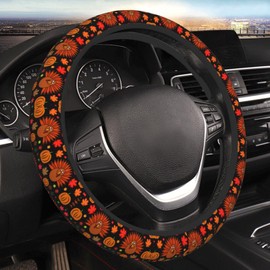Thanksgiving Steering Wheel Cover, Universal 15 Inch Car Elastic Steering Wheel Covers, Funny Turkey Auto Interior Car Accessories for Men Women Car SUV