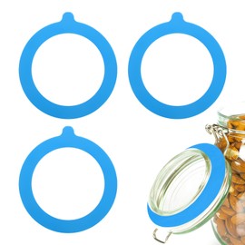uxcell 4 Pcs Silicone Replacement Gasket for Glass Jars, 3.7 Inch OD Silicone Seals Rings Airtight Leakproof Mason Jar Sealing Rings for Canning Jar Glass Top Jars, Blue