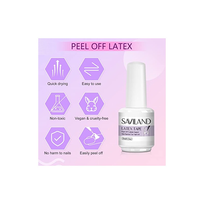 Saviland Látex líquido para uñas, 15 ml, barrera de esmalte