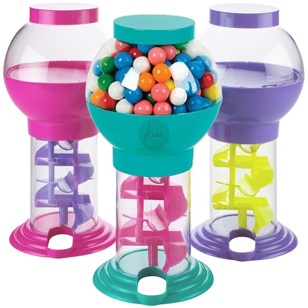 Kicko Twirling Gumball Machine - Gumballs Candy Dispenser for Kids - Party Favors and Supplies - Candyland Party Decorations - 9.75 inches Bubble Gum Machine for Birthdays, Kiddie Parties - 1 Pack