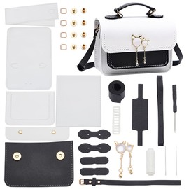 WADORN DIY Kit for Making Shoulder Bags Made of PU Leather, Handmade Sewing Shoulder Bag, Manufacture of All Materials with Instructions, Accessories for Leather Handbags, 19 x 6 x 15 cm, Black