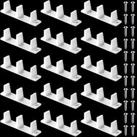 Jetec 15 Pieces Plastic Sliding Closet Door Guide Floor Bottom Guide Track Floor Mount Bypass 4-3/16, White
