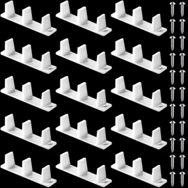 Jetec 15 Pieces Plastic Sliding Closet Door Guide Floor Bottom Guide Track Floor Mount Bypass 4-3/16, White