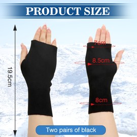 Scettar 2 Pcs Cashmere Fingerless Gloves, Winter Half Finger Gloves Half Fingerless Gloves Thickened Cashmere Warm Gloves Winter Fingerless Gloves Knit Gloves for Men Women