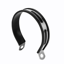 Motorcycle Exhaust Bracket, 110mm/4.33in Universal Stainless Steel Exhaust Muffler Hanger Mount Bracket Semicircle Motorcycle Exhaust Muffler Pipe Silencer, Black and Silver