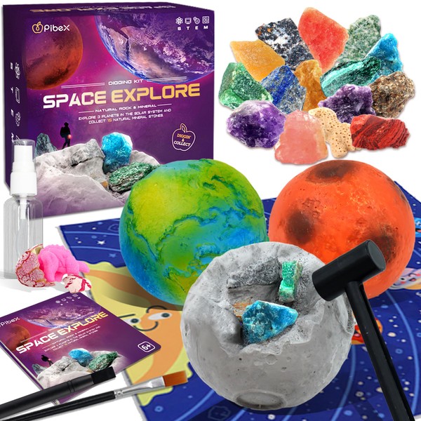 PIBEX Gemstone Dig Kit, Dig up 15 Rocks & Minerals