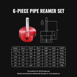 6Pcs PVC Pipe Reamer Plastic PVC Pipe Fitting Reamer Plumbing Tools Kit for 1/2"