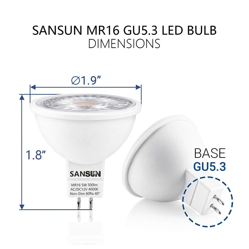 SANSUN 5W MR16 LED Landscape Light Bulbs, Low Voltage 12V
