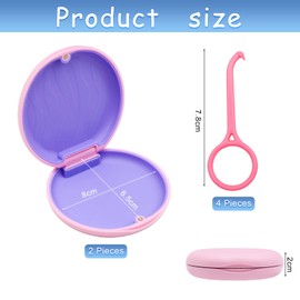 Scettar 2 Pcs Denture Retainer Case, Mouth Guard Case with Magnetic Closure, Blue Pink Orthodontic Denture Box with 4 Pcs Aligner Removal Tool for Storage Mouth Guard, Aligner Case