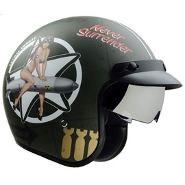 Vega Helmets 87027-052 X390 Retro Open Face Motorcycle Helmet w/Sunshield Unisex-Adult powersports (Bombs Away, Small)