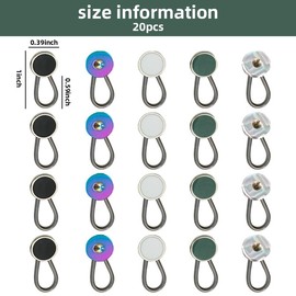 CLDURHGE 20 Pcs Metal Collar Extenders - Elastic Button Extenders, Extenders for Dress Coat, Collar Extenders, Button Extender for Jeans, for Men Women Shirt Suits Dress (4 Colors)