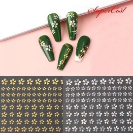Nail Art Metallic Cherry Blossom Nail Stickers (2 Types) / 네일아트 메탈 체리플라워 벚꽃 네일스티커 2종