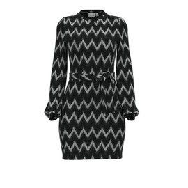 Vila Women's Visascha L/S Tie Belt Short Dress/Ka, black