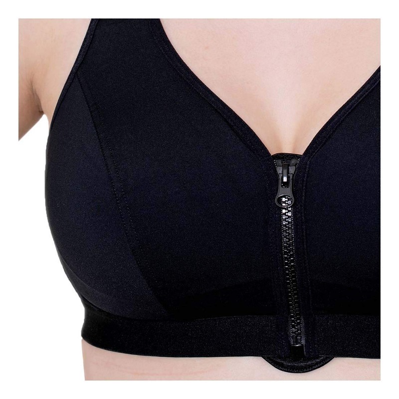 Gemm Ladies Black or White Zip Front Fastening Sports Bra