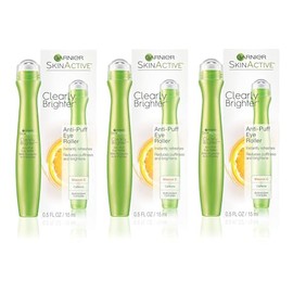 Garnier Clearly Brighter Anti-Puff Eye Roller, 0.5 Fl Oz (15mL), 3 Count (Packaging May Vary)