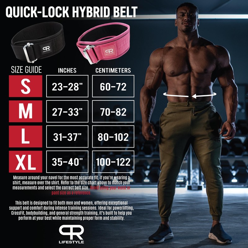 PR Personal Record Quick-Lock Hybrid Weightlifting Belt (Pink, Medium)