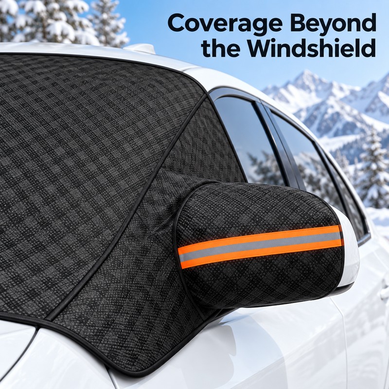 Car Windshield Cover for Ice and Snow - Black Front