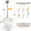 4 Light Rustic Chandelier, Farmhouse Lantern Fixture with Brushed White