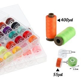 ilauke - Kit de 95 bocinas de hilo de coser, 400 yardas por hilo de coser, bocinas de poliéster con estuche de 45 colores, bocinas preenrolladas para Brother Singer Janome para coser a mano y a