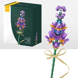 Cihely - Juego de bloques de construcción de ramo de flores lavanda 601253, proyecto de construcción de flores artificiales para liberar el estrés y enfocar la mente, para regalos de cumpleaños para