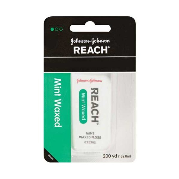 Johnson & Johnson Oral Health Products 9234 Reach Mint Waxed Dental Floss, 200 yds (Pack of 24)