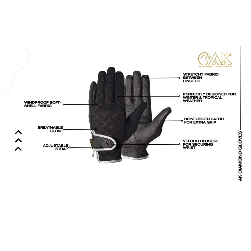 AK Warm Cozy Horse Riding Gloves Windproof Fabric & For