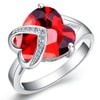 Uloveido White Gold Plated Love Heart Shape Red Cubic Zirconia
