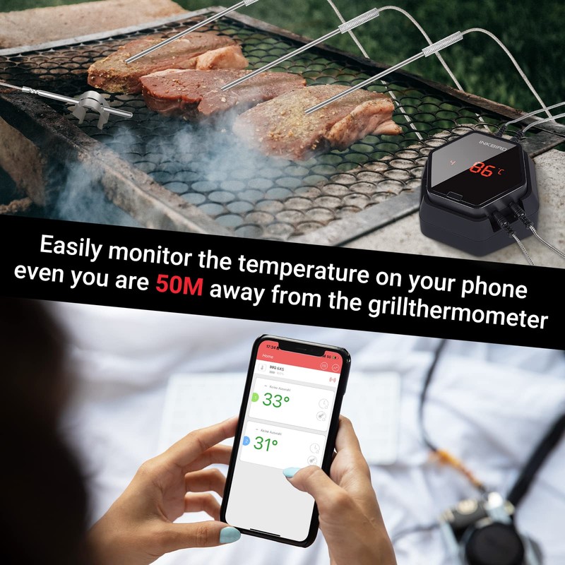 Inkbird Barbeque Meat Thermometer Digital Bluetooth Smoker Wireless Grill Thermometer