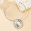 Vanesseva Two Tone Oval Pendant Open Circle Choker for Women