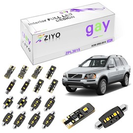 ZIYO ZPL3615 - (18 Bulbs) LED Interior Light Kit Replacement for Volvo XC90 2002-2014 + License Plate Light Bulbs Package, Xenon White Dome Light Error Free