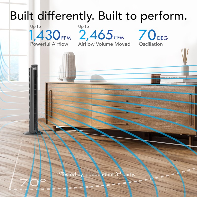 Vornado OZI42 42" Whole Room Tower Fan, Powerful Air Circulation,