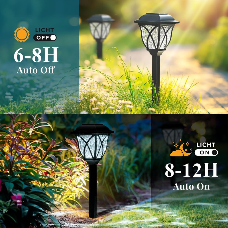 GIGALUMI Solar Lights Outdoor Waterproof, 6 Pack LED Solar Garden