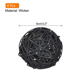 sourcing map 6 Pcs Wicker Rattan Balls 3.2 Inch Rattan Decorative Balls Vase Fillers for Wedding Party Centerpiece Bowls Home Decoration Black