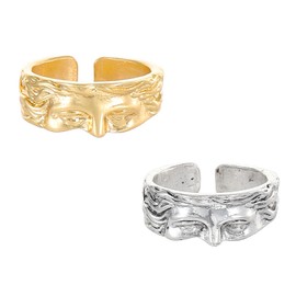 Zannthra Vintage Venus Open Face Ring for Women and Men, Adjustable Half Face Design, Artisan Fashion Jewelry, Wedding Gift