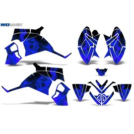 Wholesale Decals ATV Graphics kit Sticker Decal Compatible with Polaris Outlaw 90/110 2002-2011 - Flames Blue