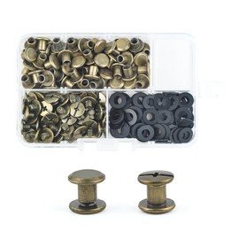 MABAHON 80 Sets Chicago Book Screws M5 x 6 mm Screw Rivets Contributions Nail Rivet Button Belt Screws for Leather Belt DIY Book Scrapbook Bookbinding Leather Decoration Bronze