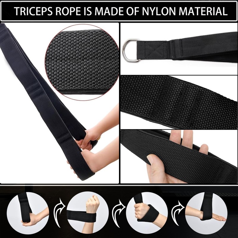 Tricep Rope, tricep Pull Down Attachment with Carry Bag, tricep