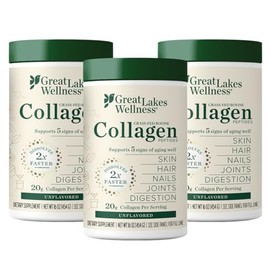 Great Lakes Gelatin, Gelatin Collagen Hydrolysate (Green), 1 Lb Paquete de 3