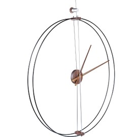 Pacific Bay Barcelona Extra-Large Decorative Lightweight 32-inch Minimalist Wall Clock - Silent, Non-Ticking, Black Walnut Wood Dial, Carbon Fiber & Steel Construction, Quartz Battery Operated