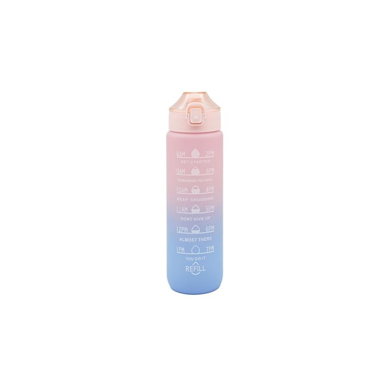 Hydration Water Bottle - Pink Top, 1 Litre Graduated, BPA
