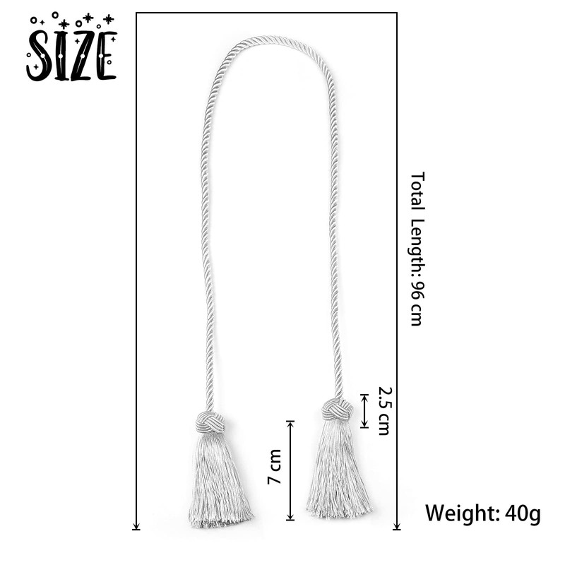 BEL AVENIR 4 Pack Curtain Handmade Tiebacks Decorative Curtain Holdbacks