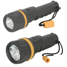 Vellcom Two Pack - Home & Bag LED Torches Large Rubber Body Heavy Duty, Weatherproof. and with 3 Wide Angle LED's.